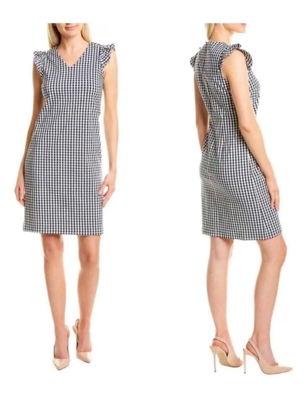 J.McLaughlin Joselyn Dress Navy & White Gingham size 4